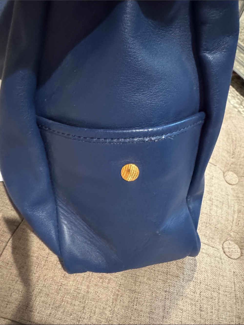 Yves Saint Laurent Navy Blue Leather Shoulder Bag - Picture 9 of 9